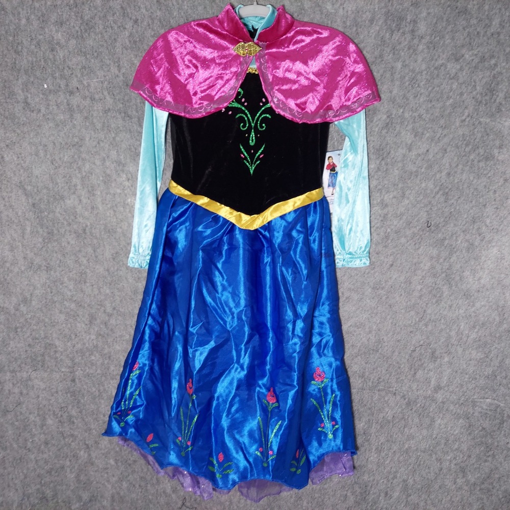 Disguise Kids Disney Anna Frozen Costume Dress 7 8 Royal Core Capelet Dress Up